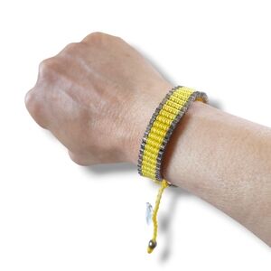 NWT Yellow/Silver Woven Adjustable Slide Pull Friendship Bracelet (OS)